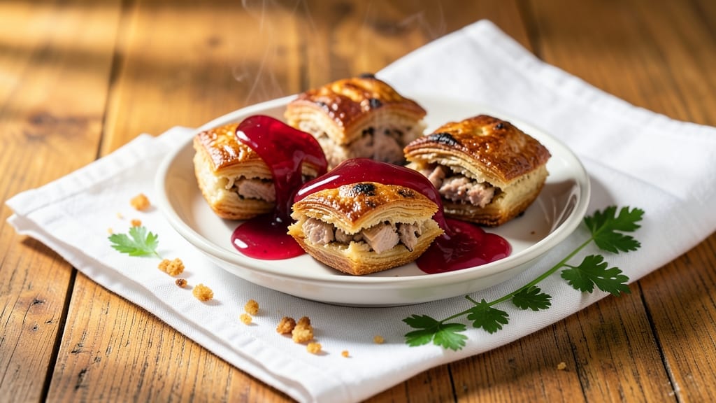 Mini Pork Pies Recipe With Jelly: Flaky Pastry Bites Filled With Savory Meat and Sweet Tang