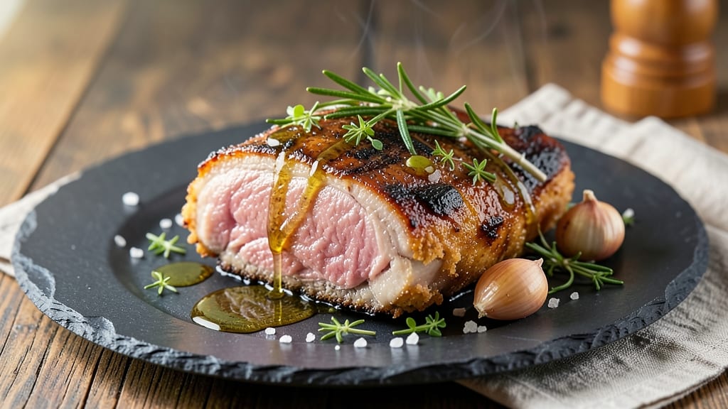 Delicious Grilled Pork Chops Recipe: Herb-Crusted Grill Marks and Juicy Pink Hearts