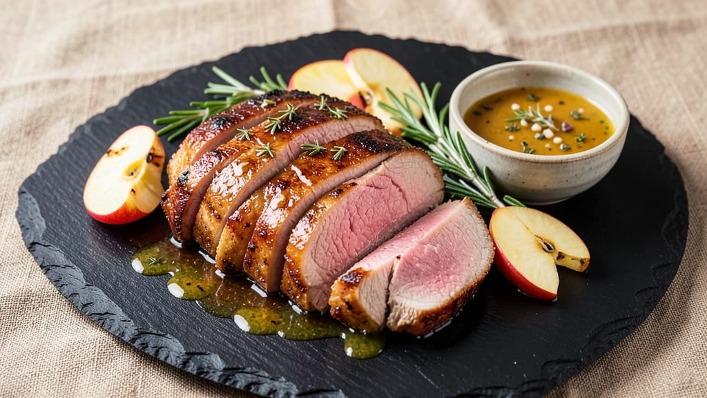 Apple Juice Pork Injection Recipe: Moist Pink Centers With Celery Crown Crunch