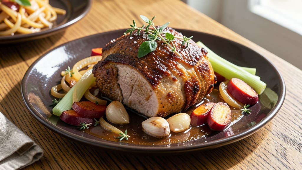 Apple Cider Braised Pork Recipe: Slow-Simmered Sweetness With Crispy Celery Crowns