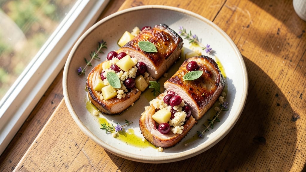 Apple Cranberry Stuffed Pork Chops Recipe: Sweet-Tart Filling That Caramelizes While Cooking