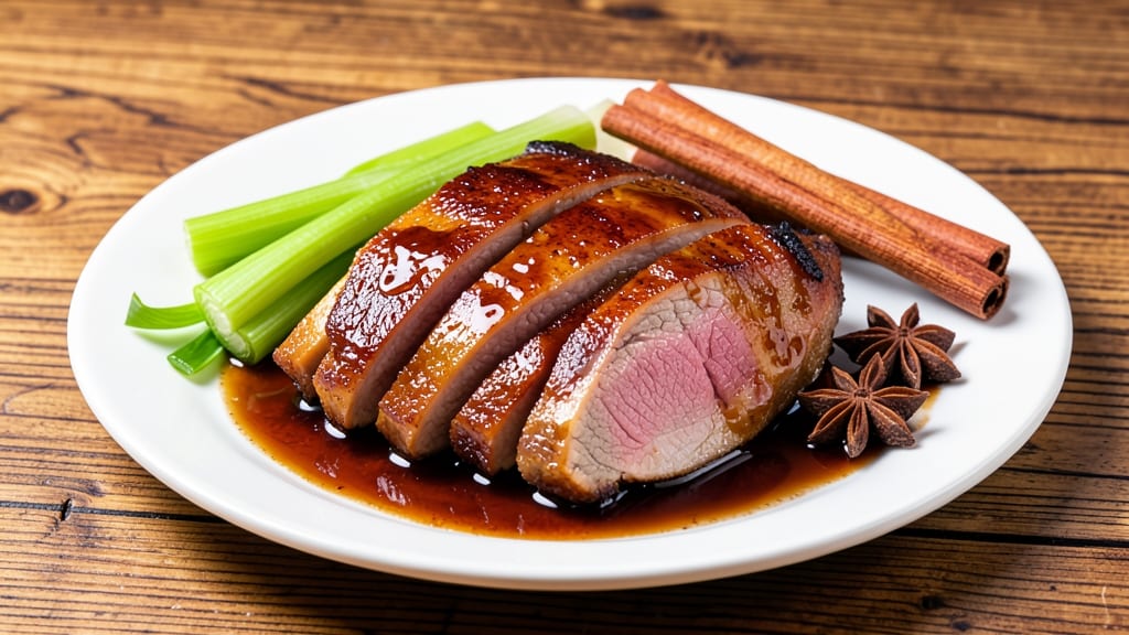 Chinese Pork Roast Recipe Oven: Celery Crown Crunch Over Smoky Five-Spice Gravy