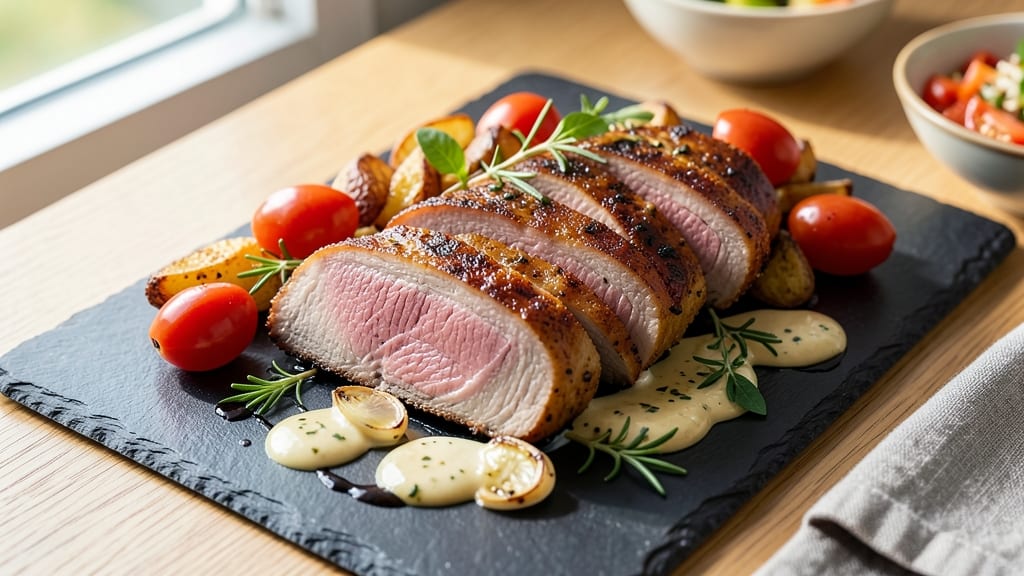 1 Pound Pork Loin Recipe: Pan-Seared Crust With Herb-Infused Pink Hearts