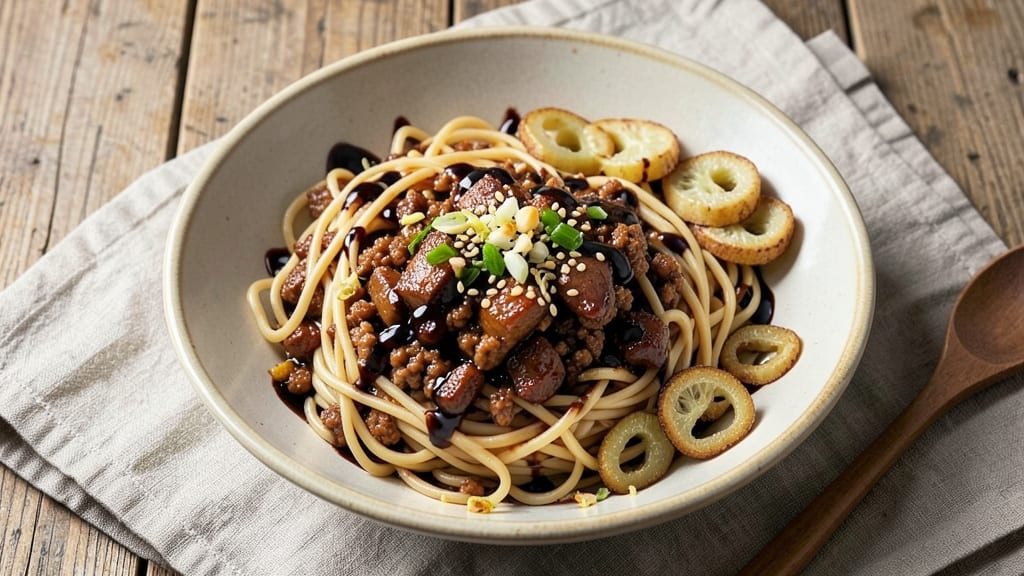 Minced Pork Dry Noodle Recipe: Savory Umami Bomb With Crispy Celery Crowns